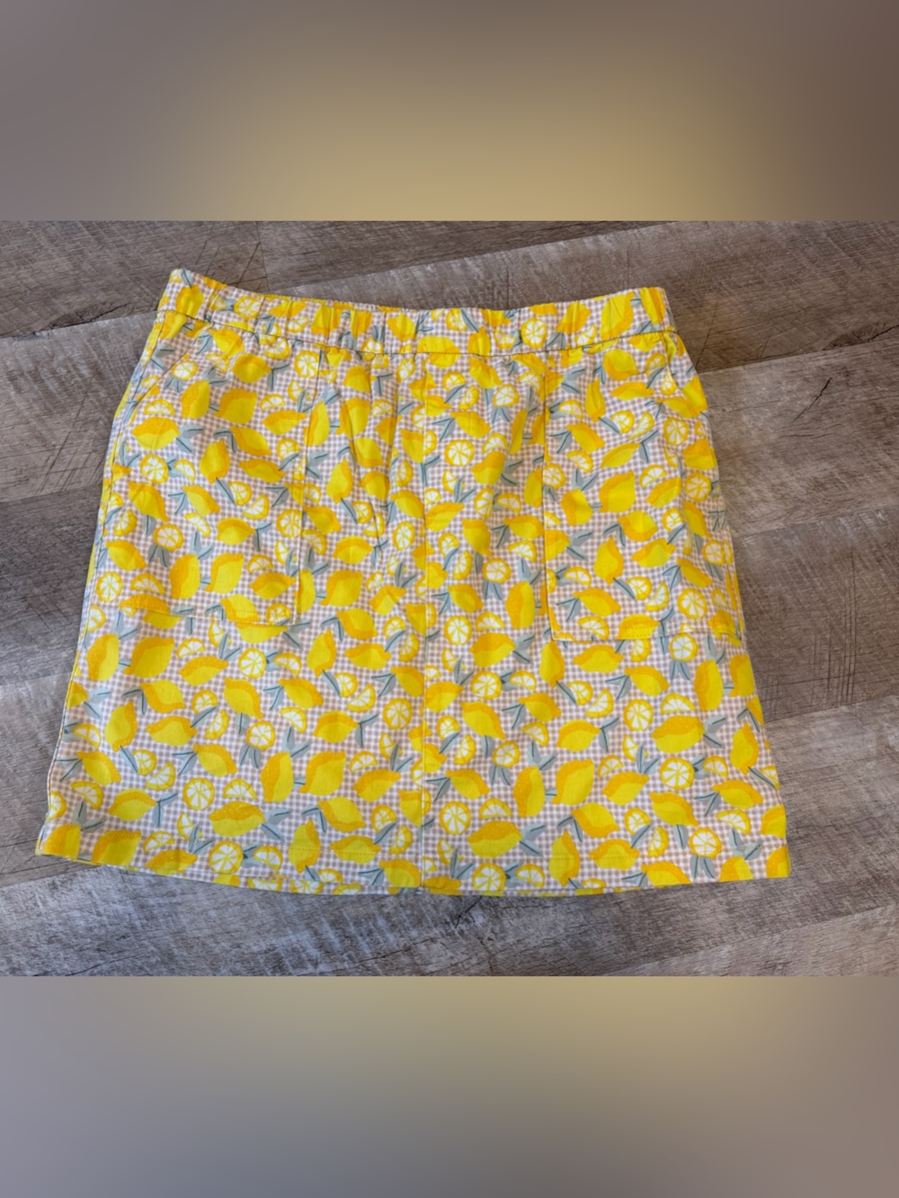 Yellow Italian Capris Flare Lemon-Print Cotton Blend Women's Swim Skirt